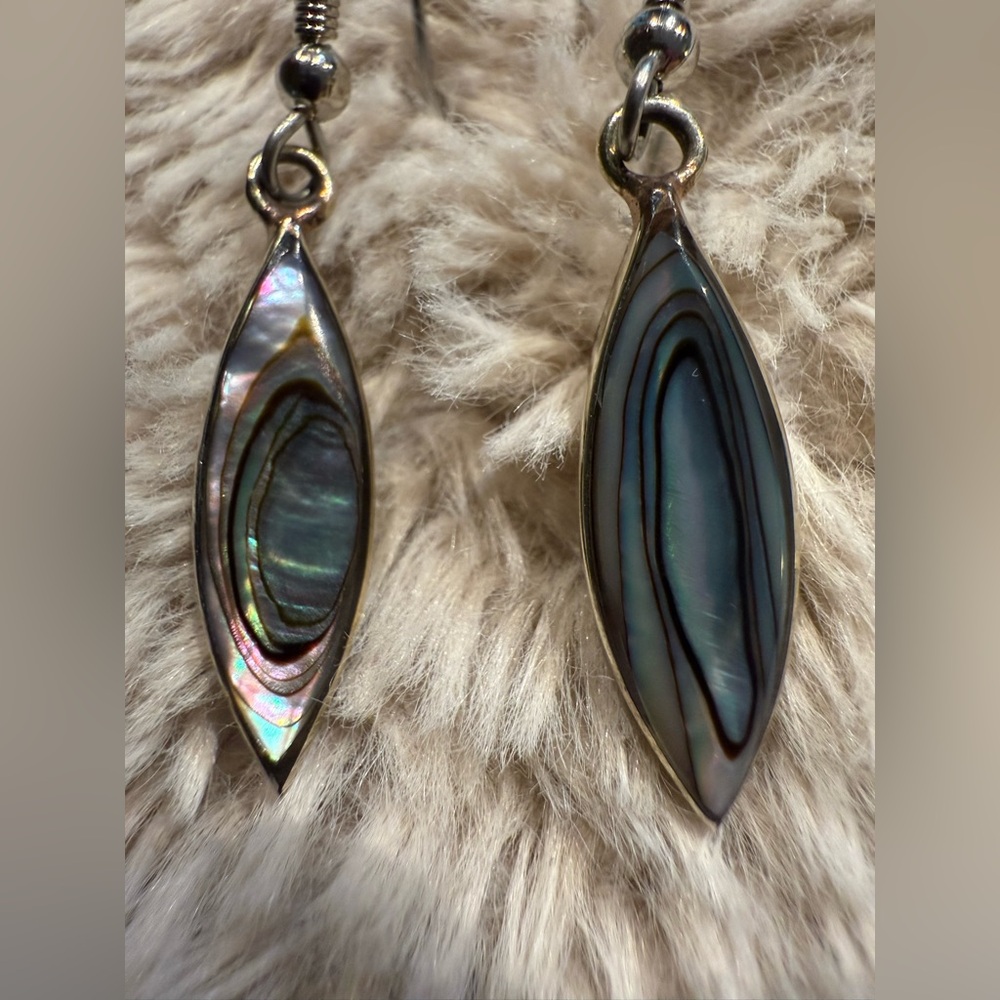 Mexican Abalone Shell Earrings Alpaca Boho Bohemian Dainty